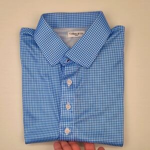 Blue and White Gingham Polo Shirt